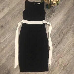 Black slit pencil dress